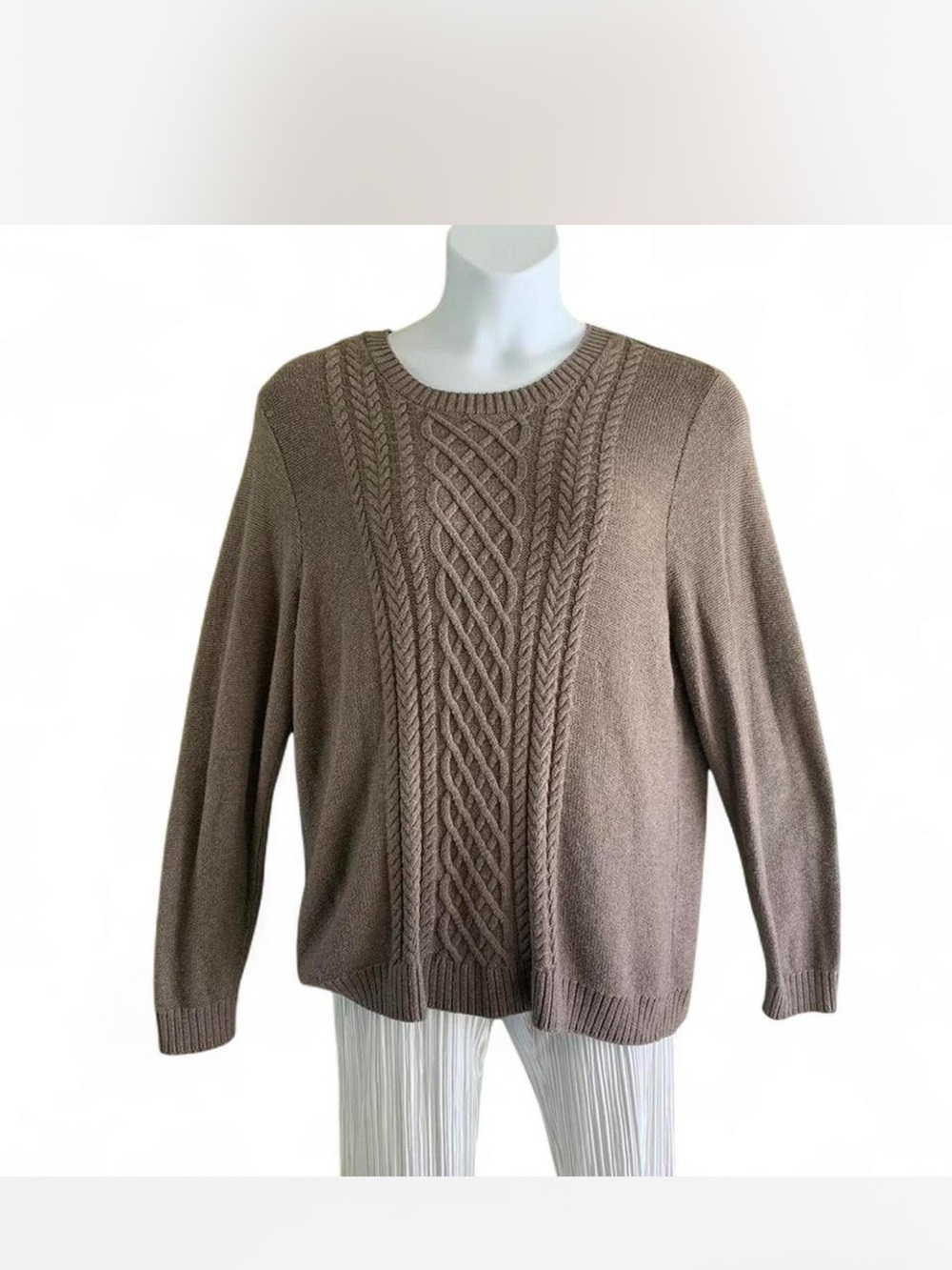 aerie Cable Knit Turtleneck Sweater - Taupe